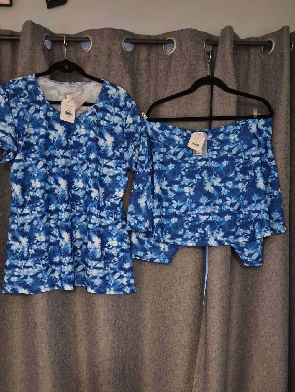 PLUS SIZE-Modesty Style Blue Tie-Dye Swim Set Set - Modli